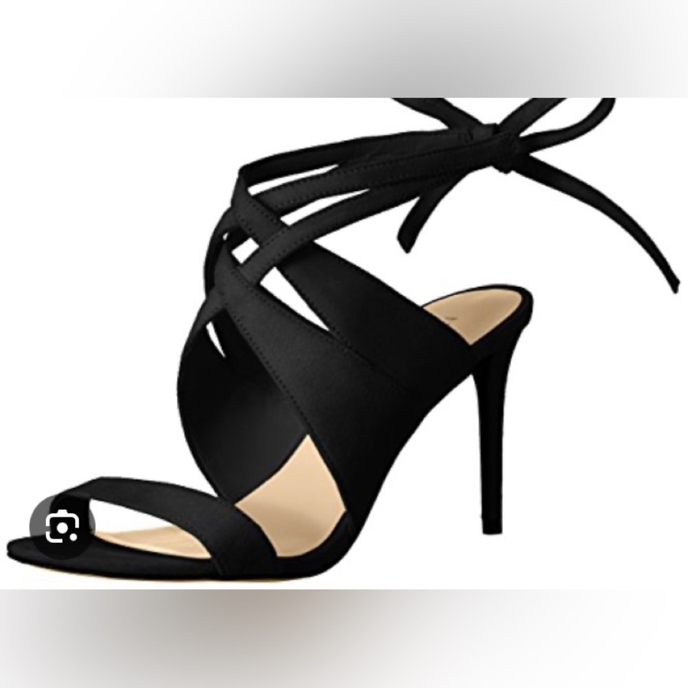 Nine West Black Suede Nwronnie Open Toed Strappy Sandals Size 7.5m